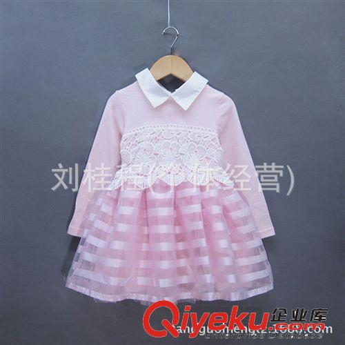 【公主系列專區】 品質童裝 秋季新款韓版童裝女童連衣裙 名媛風條紋翻領歐根紗童裙原始圖片2