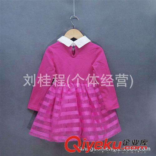 【公主系列專區】 品質童裝 秋季新款韓版童裝女童連衣裙 名媛風條紋翻領歐根紗童裙原始圖片3