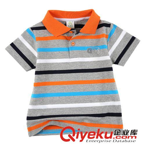 熱銷產(chǎn)品 廠家直銷夏天熱賣 翻領(lǐng)條紋短袖T恤 時尚歐美polo衫  大西瓜童裝原始圖片2