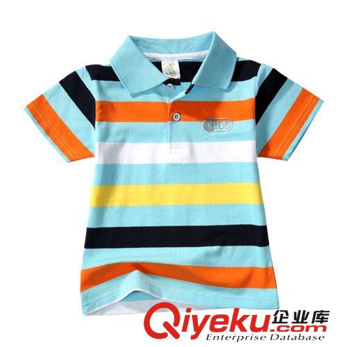 熱銷產(chǎn)品 童裝夏季 男童polo衫 2014春夏熱賣 休閑條紋翻領(lǐng)短袖T恤