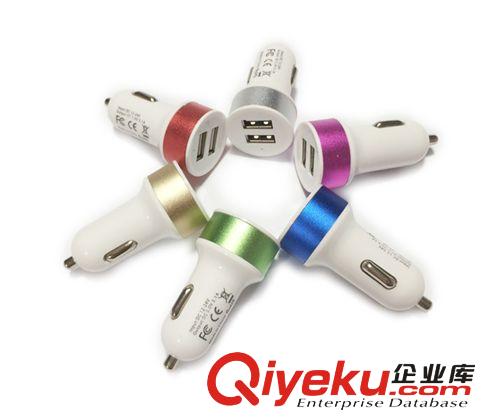 車載充電器雙USB 鋁合金光環(huán)汽車充電器點煙器式 廠家直銷新款式原始圖片2