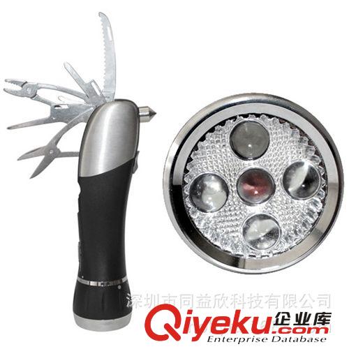 多功能應(yīng)急工具四合一LED強(qiáng)光手電筒 鋁合金手電筒 帶汽車(chē)安全錘