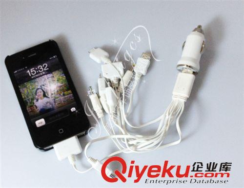 新款USB一拖十車載 蘋果手機充電器 {wn} 家車兩用充電線 1拖10原始圖片2