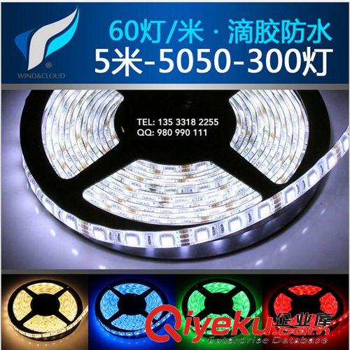 批發(fā)led燈條 5米300led 滴膠防水5050軟燈條 低壓12V