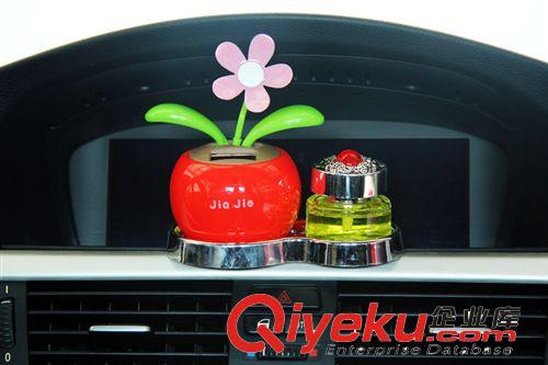 太陽能蘋果花車用 太陽能太陽花香水座 汽車用品內飾 車載香水座原始圖片2