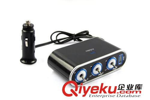 WF-0306汽車點煙器 車載充電器 一分三轉換器 帶開關一拖三點煙器原始圖片2