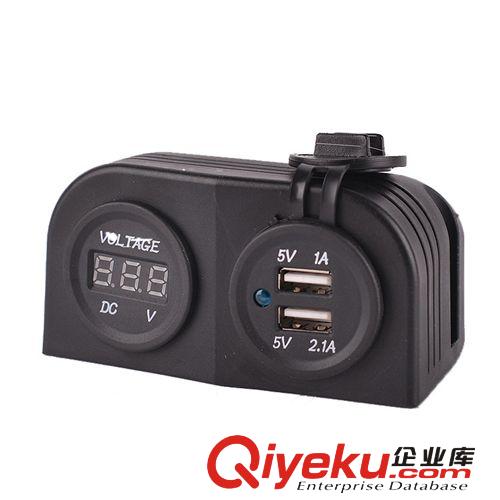 爆款新品 車用電壓表車載雙USB手機充電器一體機 敞篷式12-24V