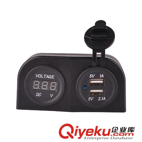 爆款新品 車用電壓表車載雙USB手機充電器一體機 敞篷式12-24V