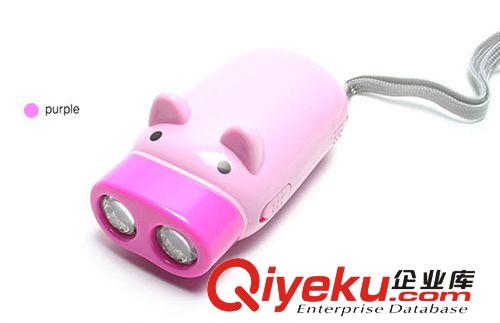 創(chuàng)意手壓式自發(fā)電手電筒 環(huán)保LED手壓小豬電筒 禮品訂制logotj原始圖片3