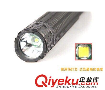 T6防身強光手電遠射王進口可充電防爆大手電筒加長狼牙棒一件代發