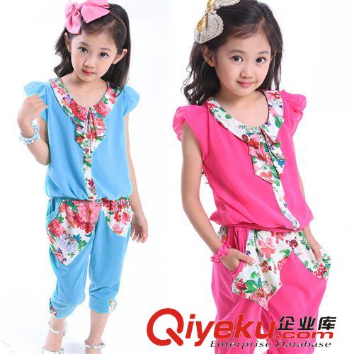 清倉專區(qū) 夏季新款童套裝 品牌童裝套裝 碎花中大童女童套裝 代理加盟 9151原始圖片2