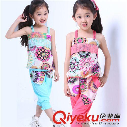 2014夏季新款裙子 女童夏裝 童套裝 品牌兒童套裝吊帶背心童裝套裝 8906 代理加盟原始圖片2