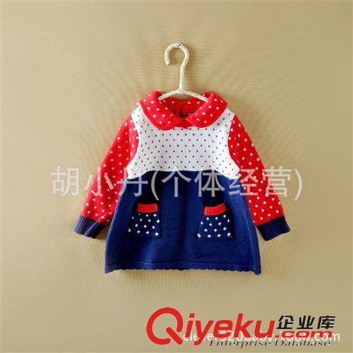 2014.9.24 廣東貨源童裝批發 女童寶寶純棉加厚彼得潘領毛衣連衣裙 秋冬原始圖片2