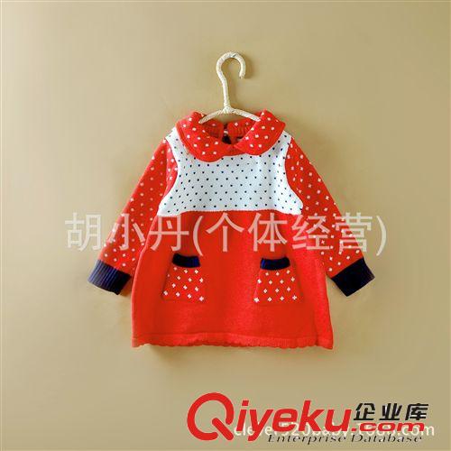 2014.9.24 廣東貨源童裝批發 女童寶寶純棉加厚彼得潘領毛衣連衣裙 秋冬原始圖片3