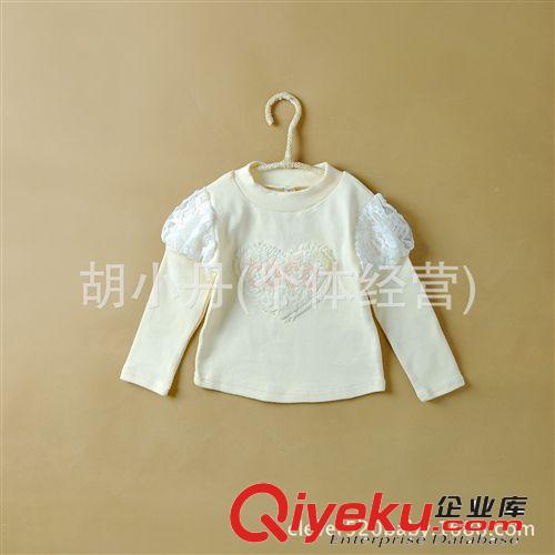 2014.8.21新品 2014年秋裝新品純棉女童寶寶長(zhǎng)袖T恤 打底衣 蕾絲愛(ài)心