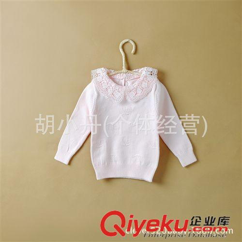 2014.8.2新品 童裝女童寶寶百搭蕾絲翻領(lǐng)長(zhǎng)袖毛衣 秋冬小童針織衫打底衣 可挑碼