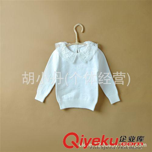 2014.8.2新品 童裝女童寶寶百搭蕾絲翻領(lǐng)長(zhǎng)袖毛衣 秋冬小童針織衫打底衣 可挑碼