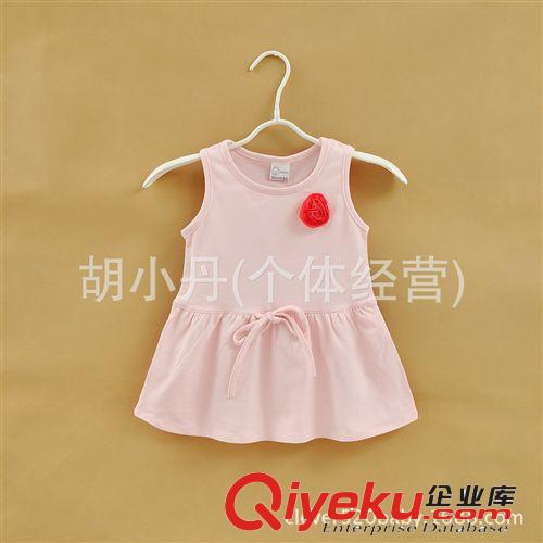 2014.5.3新品 外貿(mào)童裝批發(fā) 女童寶寶純棉連衣裙 簡(jiǎn)約款 立體花 4色 背心裙原始圖片2