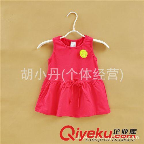 2014.5.3新品 外貿(mào)童裝批發(fā) 女童寶寶純棉連衣裙 簡(jiǎn)約款 立體花 4色 背心裙原始圖片3