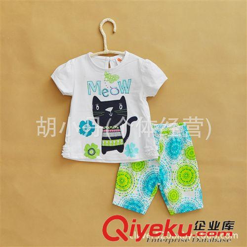 2014.4.20新品 外貿童裝批發(fā) 純棉寶寶套裝外出服 女童夏裝 可愛卡通繡花 新品原始圖片2