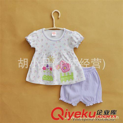 2014.4.20新品 外貿童裝批發(fā) 純棉寶寶套裝外出服 女童夏裝 可愛卡通繡花 新品原始圖片3