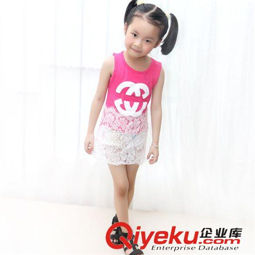 5.19新品 2014夏裝新款 品質(zhì)網(wǎng)紗女童裙褲 韓版潮流女童蕾絲裙 拼接款裙子原始圖片2