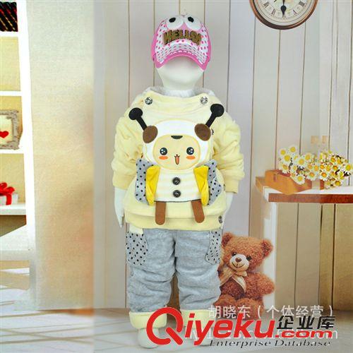 2014秋加棉新款 2013秋裝新品小聰娃610全棉寶寶衣服 嬰幼兒兩件套 童套裝原始圖片3