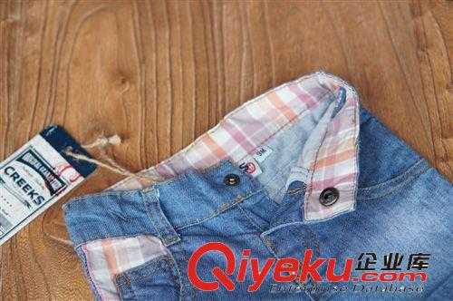5月新品 外貿(mào)原單童裝 男寶寶夏季軟牛仔短褲 褲腳翻邊拼格子 童褲原始圖片2