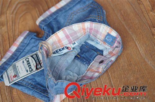 5月新品 外貿(mào)原單童裝 男寶寶夏季軟牛仔短褲 褲腳翻邊拼格子 童褲原始圖片3