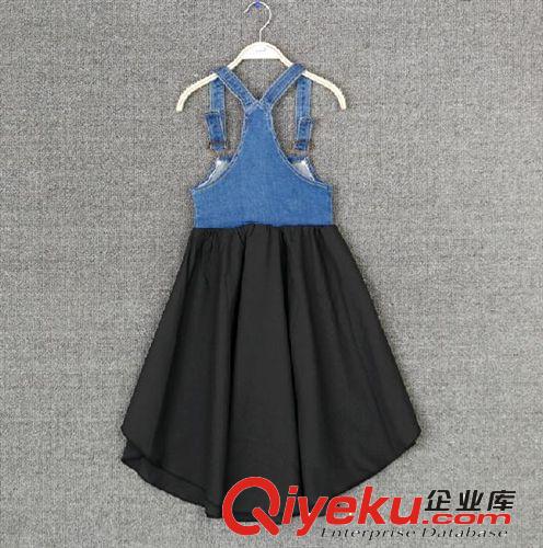 2014年秋裝持續(xù)更新 米米果家中大女童2014秋款背帶裙子不規(guī)則擺牛仔裙連衣裙吊帶長裙原始圖片3