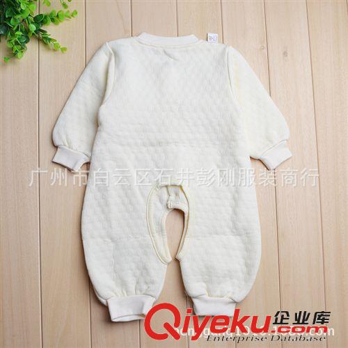 中秋比豆上新 82654冬日足跡開襠哈衣 春秋款夾絲嬰兒連身衣 加厚保暖寶寶爬服原始圖片2