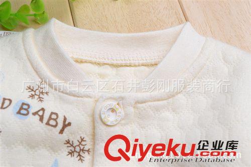 中秋比豆上新 82654冬日足跡開襠哈衣 春秋款夾絲嬰兒連身衣 加厚保暖寶寶爬服原始圖片3