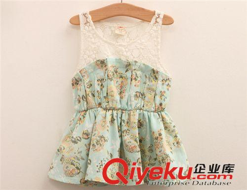 2014夏款新品 童裝 韓版原單女童裙 夏季網紗背心牛仔裙 鏤空沙裙原始圖片2