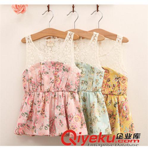 2014夏款新品 童裝 韓版原單女童裙 夏季網紗背心牛仔裙 鏤空沙裙原始圖片3