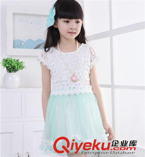 2014夏款新品 韓版夏款童裝 中大童女童蕾絲花朵蝴蝶連衣裙 廣東童裝 爆款批發(fā)原始圖片3