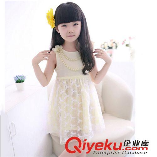 2014夏款新品 韓版童裝 中大女童夏季背心連衣裙純色雪紡連衣裙夏款 專柜爆款原始圖片2