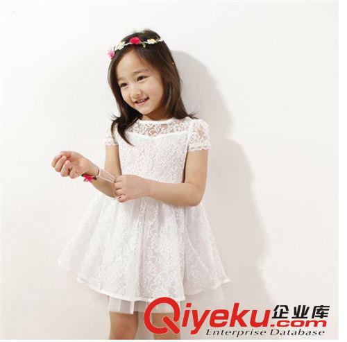 2014夏款新品 韓版原單童裝 夏款女童蕾絲短袖公主連衣裙 專柜品質廣州童裝批發原始圖片3