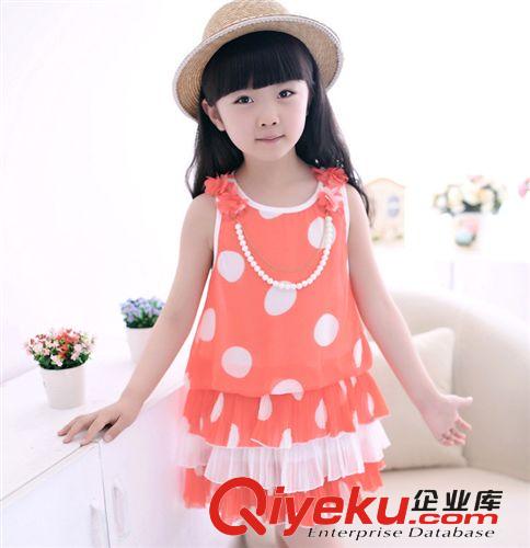 2014夏款新品 童裙 韓版原單裙 夏款時(shí)尚蛋糕裙擺糖果色背心裙 中大女童連衣裙原始圖片2