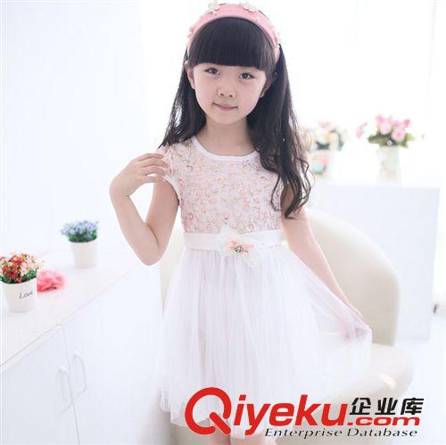 精品連衣裙 韓版夏款童裙 童裝 女童短袖雪紡蕾絲花朵連衣裙 專柜品質(zhì)批發(fā)原始圖片2
