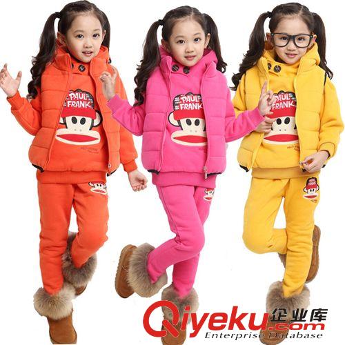 【tj專區(qū)】 冬款加絨一件代發(fā)品牌童裝清倉(cāng) 女童三件套裝冬裝加厚韓版童裝817