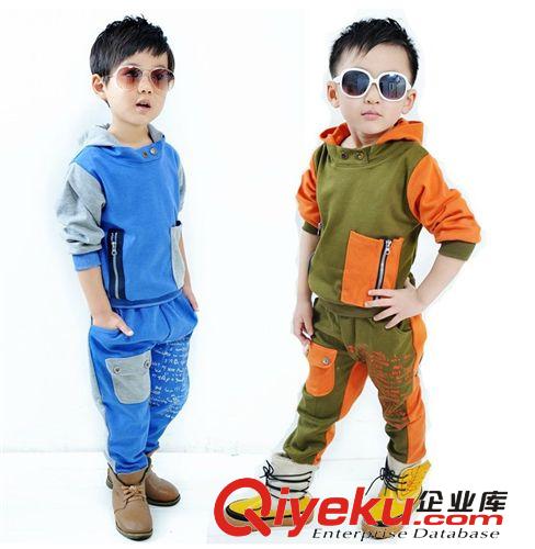 春款 男童套裝 2014新款兒童套裝 時尚拼色秋裝 童裝批發 一件代發