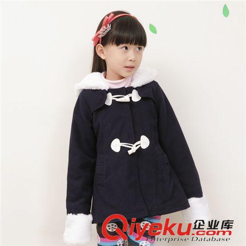 8月30日上新 春冬新款雙排扣女童毛呢料大衣外套 韓版休閑時尚長袖連帽外套原始圖片2