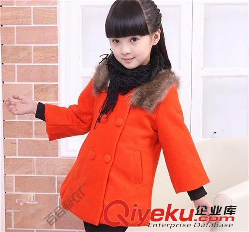2014年新款女童外套 廠家直銷冬季新款女童呢子毛領(lǐng)大衣外套 舒適百搭可拆卸毛領(lǐng)