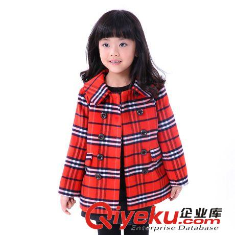 2014年新款女童外套 廠家直銷新款純色稚天使童裝外套 中大女童紅色翻領雙排扣外套