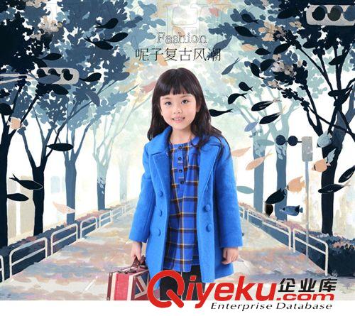 2014年新款女童外套 廠家直銷新款純色稚天使童裝外套 中大女童紅色翻領雙排扣外套原始圖片2