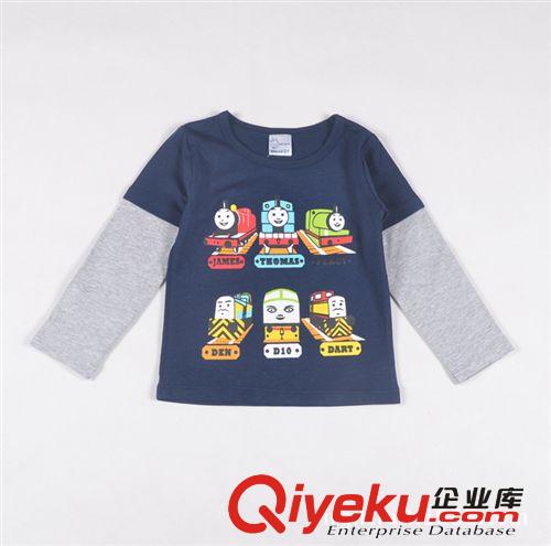 2014年春夏新品 外貿男童長袖T恤衫/假2件針織T恤衫 2386 2色（86-110CM）原始圖片2
