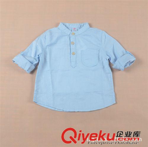 男寶寶服裝 外貿(mào)男童棉麻襯衫/男童套頭立領(lǐng)襯衣（6M-2T）2色原始圖片3