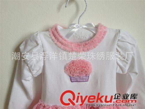 女寶寶服裝 tj女童長袖連衣裙/女童刺繡蛋糕連衣裙