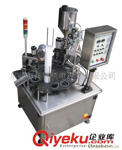 奶茶全自動灌裝封杯機 圓盤式自動落杯充填封口機，杯盒灌裝封杯機，奶茶果凍灌裝封口機