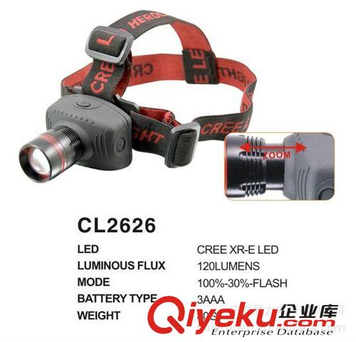 【柏派】T26 CREE XPE LED戶外 伸縮變焦 防水 3AA強(qiáng)光頭燈原始圖片2